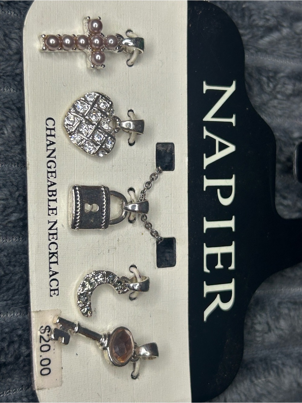Napier Silver Tone Changeable Necklace Pendant Charms Set